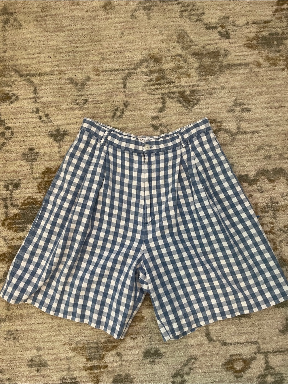 Rafaella Blue and White Gingham Bermuda Shorts